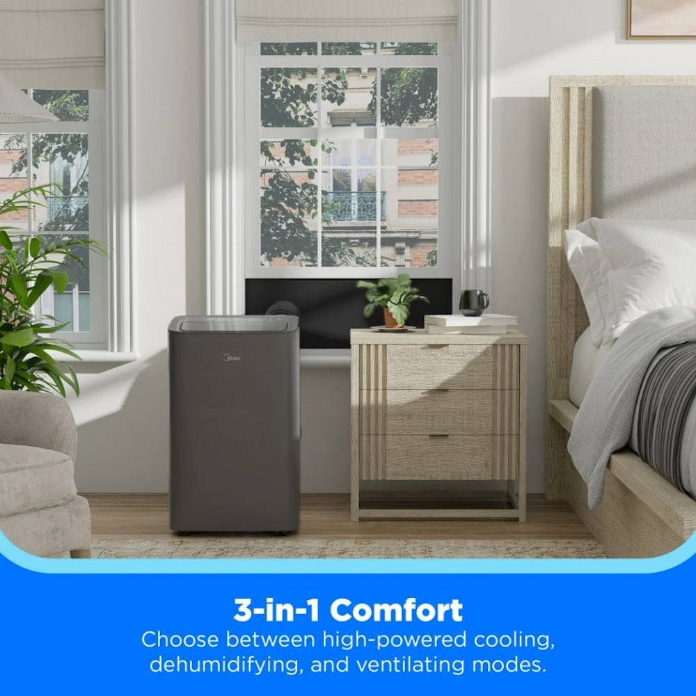Midea MAP08S1XWGR-T 8,000 BTU Smart Portable Air Conditioner with Remote Grey