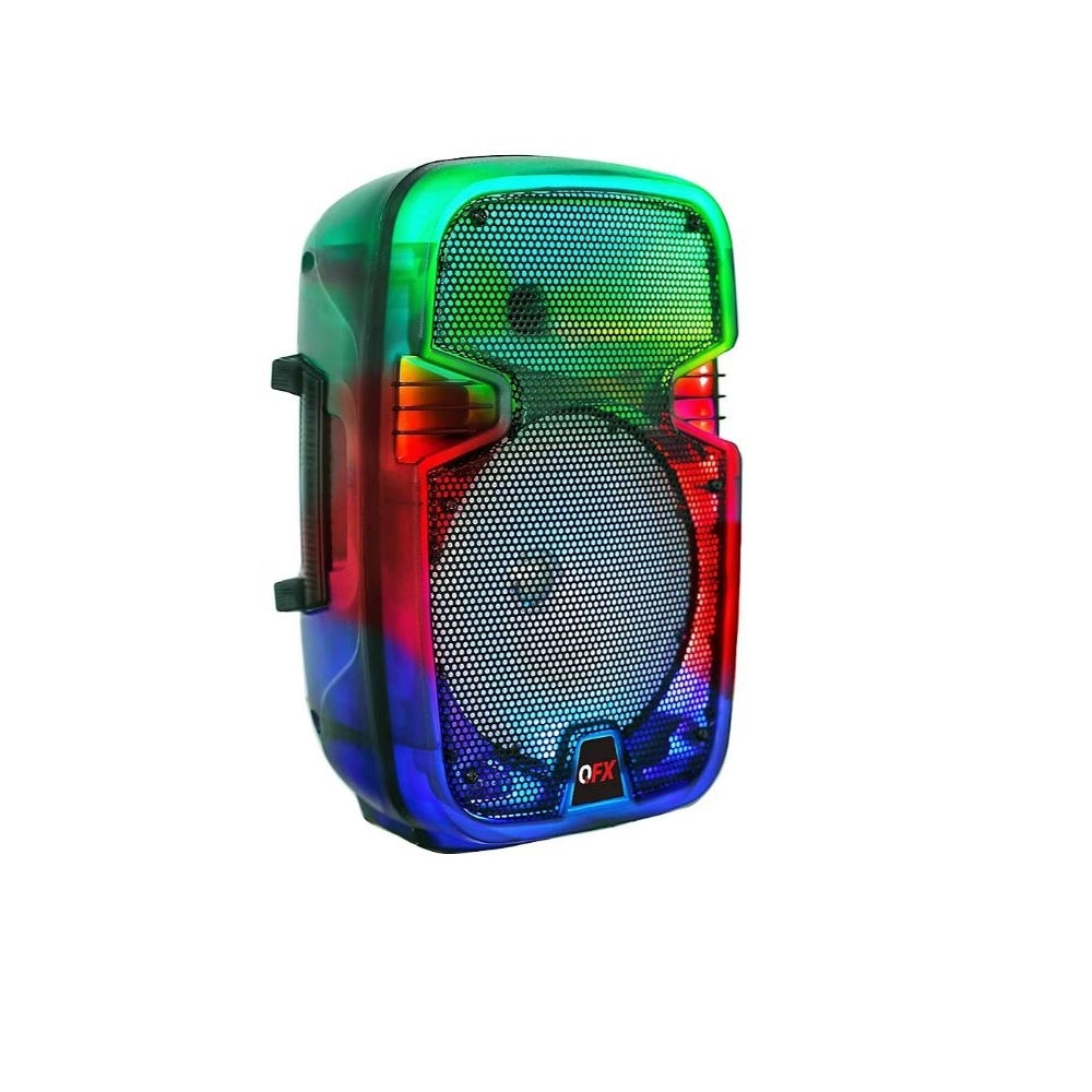 QFX 8" Translucent Portable Party Speaker Rechargeable Battery Wired Microphone TMS-802