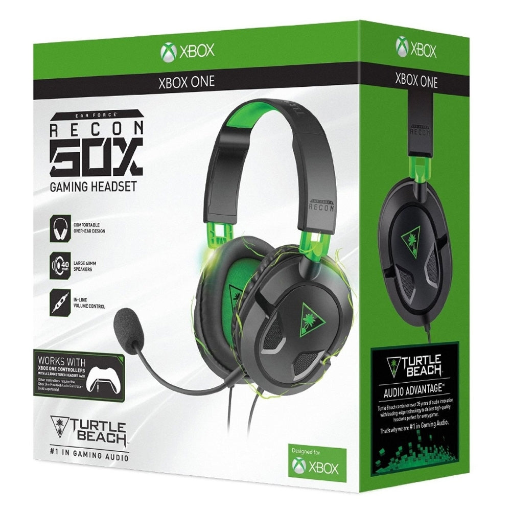Turtle Beach - Recon 50X Wired Gaming Headset for Xbox Series X|S, Xbox One, PS5, PS4, PS4 Pro, PC & Mobile - Black/Green TBS-2303-05