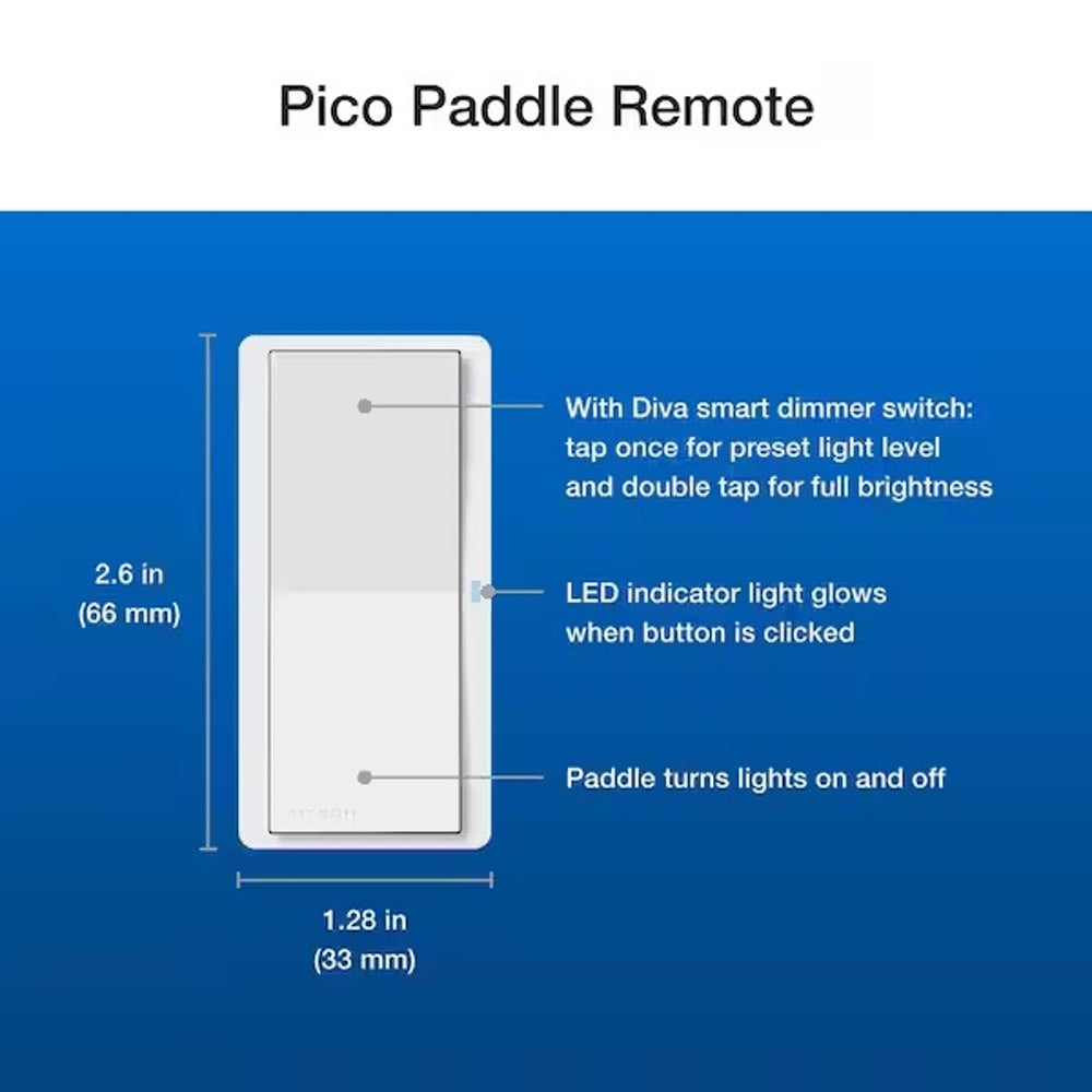 Diva Smart Dimmer Switch 3-Way Kit with Pico Paddle Remote, 150-Watt LED, White DVRF-PKG1D-WH