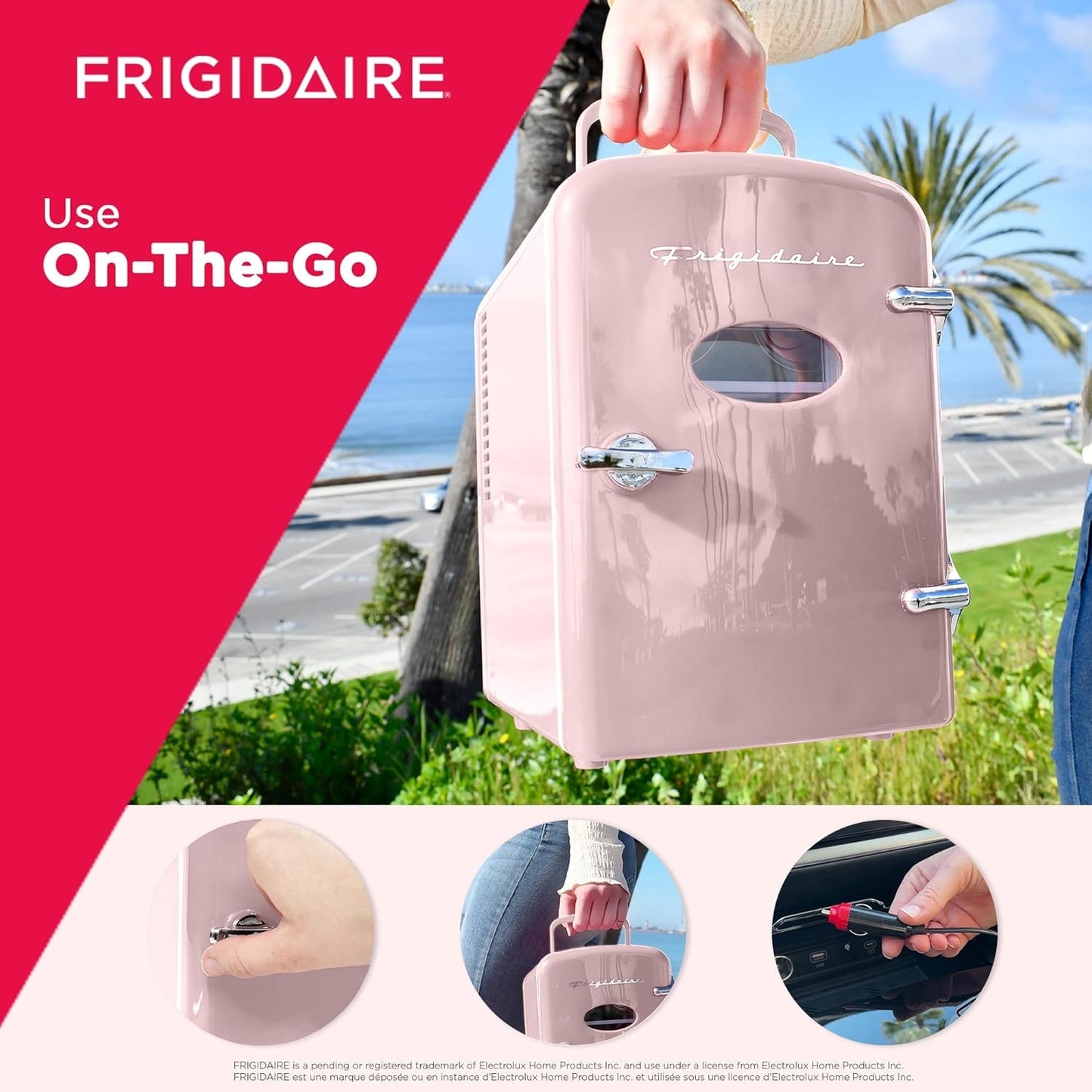 Frigidaire Retro 6-cans or 4 liter Portable Mini Fridge Pink EFMIS129-B-PINK