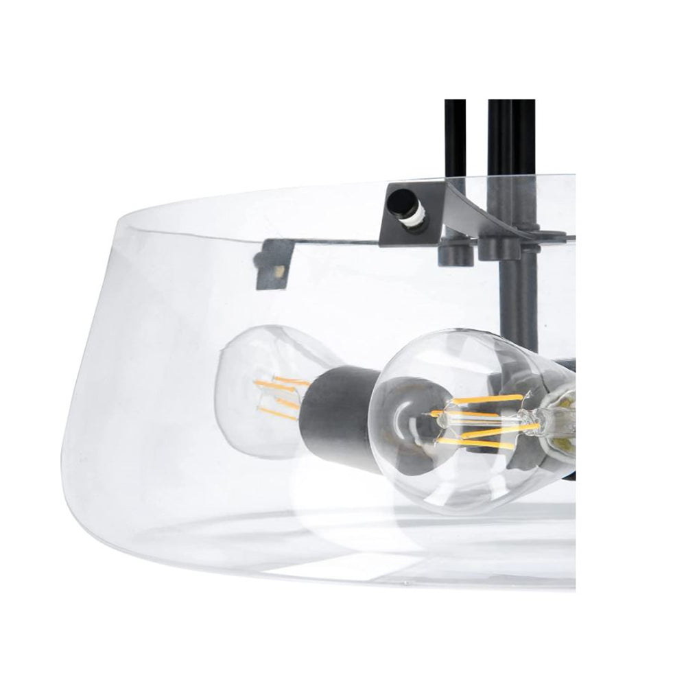 Luminance Stella Black Semi Flush Mount Ceiling Light | Modern Metal Fixture Round Clear Glass Shade F27023-31