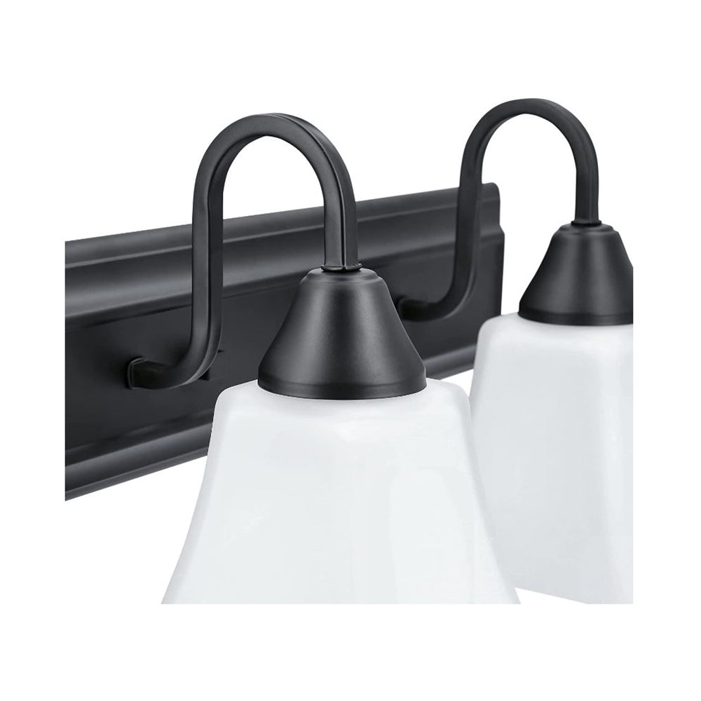 Luminance Square Lexington Vanity 2-Light Wall Sconce | Black & White Bathroom Decor Fixture F3682-31 - 100W MB VANITY FRSTD SQUARE MILK GLS