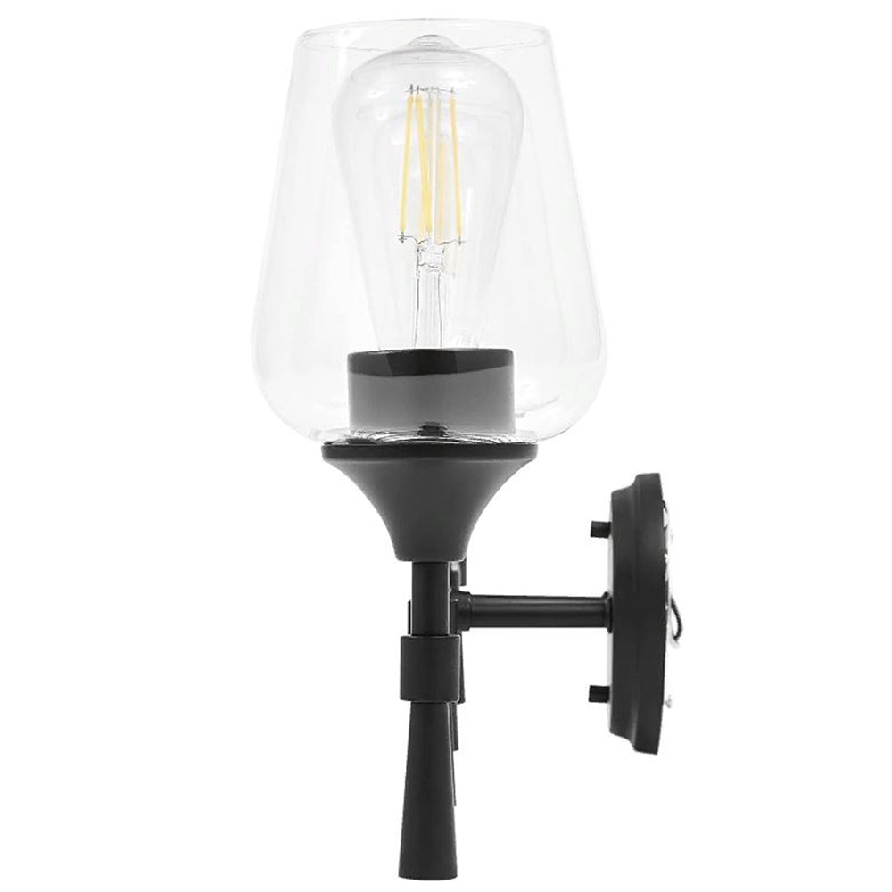 Sunset Lighting Black Vanity 4-Light for Bathroom | Wall Mount Fixture Clear Glass - F27014-31