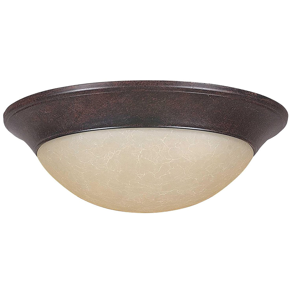 Sunset Lighting 14" Flush Mount w/ Tea Stained Glass, Rubbed Bronze Finish F7152-62
