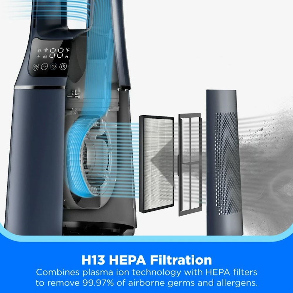 Midea 41" Bladeless Tower Fan & HEPA Air Purifier with Remote Control AMS150-PBW