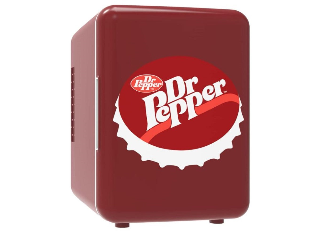 CURTIS MIS153DRP Dr. Pepper Retro Mini Portable Compact Personal Fridge Cooler, 4 Liter Capacity, 6 Cans Maroon, BURGUNDY Certified Refurbished