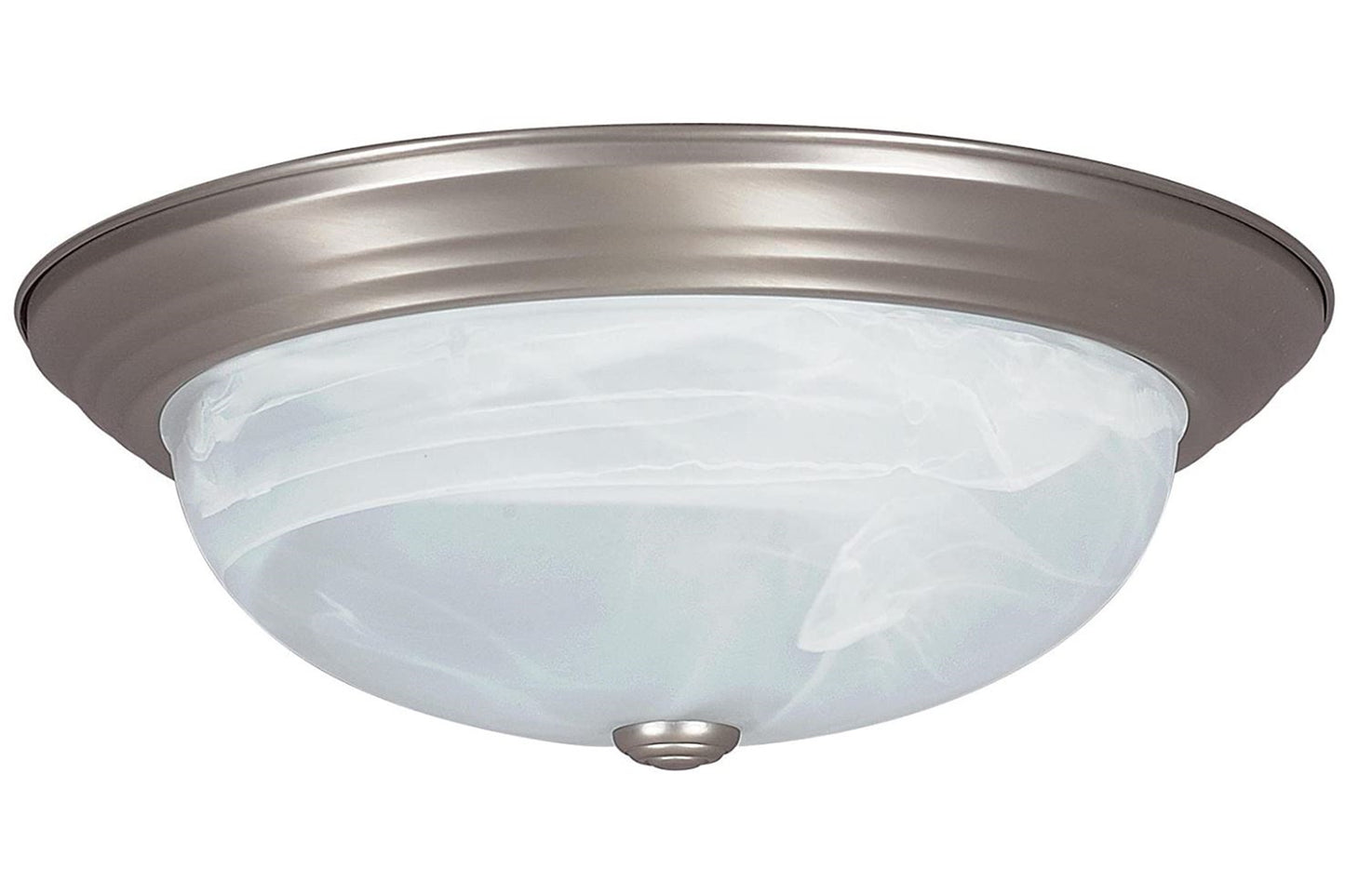 Sunset Lighting 15" Flush Mount w/ Faux Alabaster Glass, Satin Nickel Finish F7635-53
