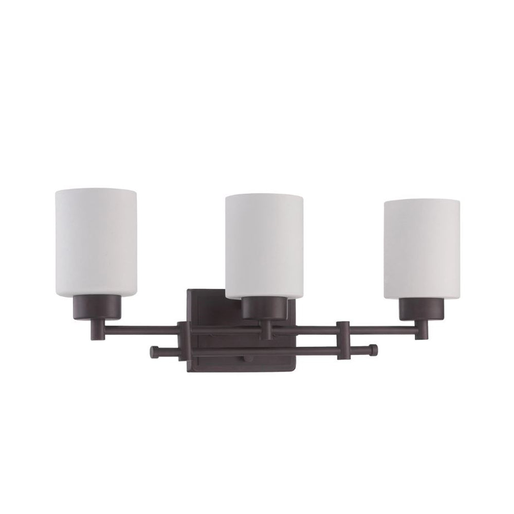 Sunset Lighting 3-Light Ledbury Vanity Opal Etched Glass, Dimmable Provincial Bronze Finish F3153-64