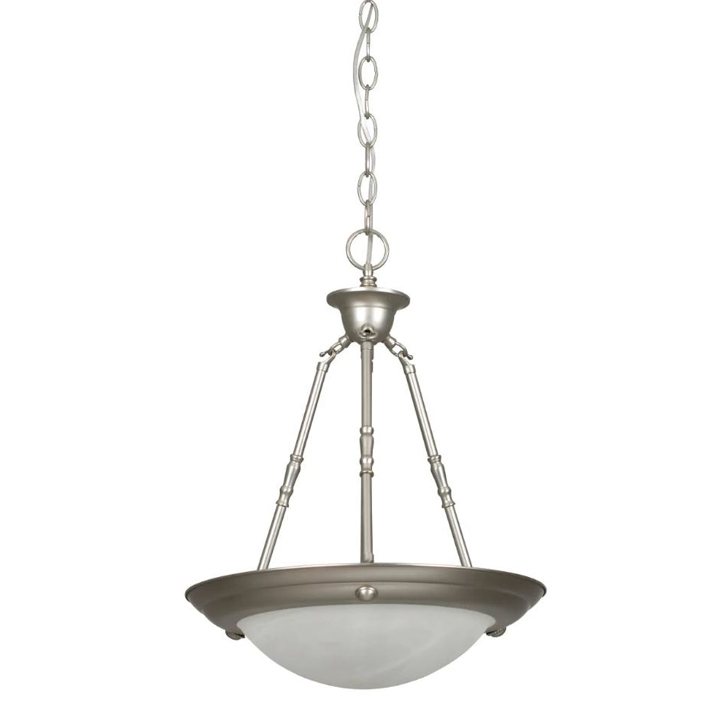 Sunset Lighting F7676-53 Pendant with Faux Alabaster Glass, Satin Nickel Finish