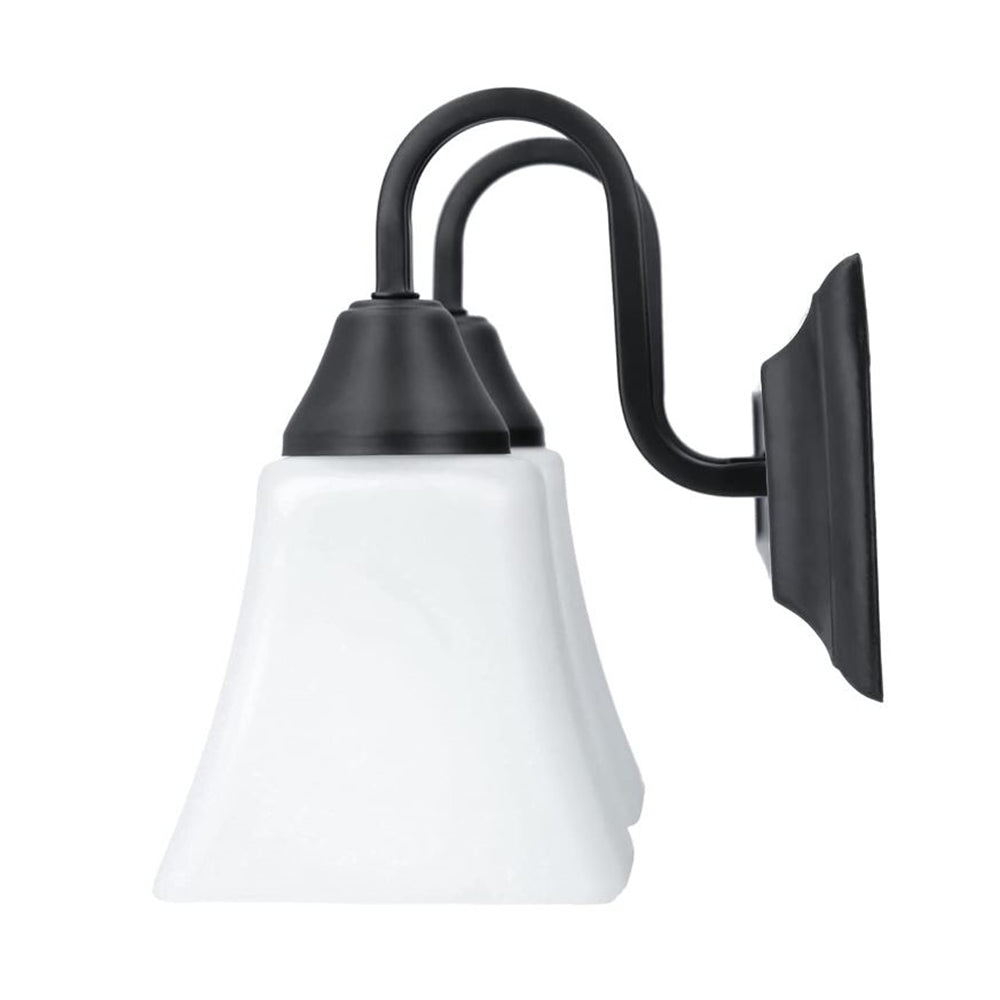 Luminance Square Lexington Vanity 2-Light Wall Sconce | Black & White Bathroom Decor Fixture F3682-31 - 100W MB VANITY FRSTD SQUARE MILK GLS