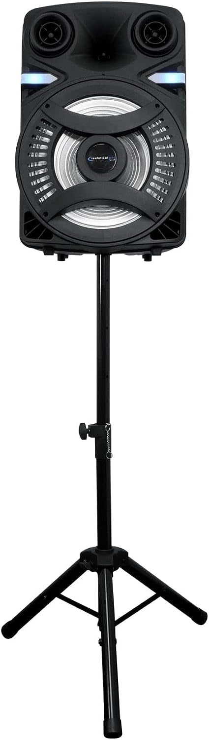 Technical Pro Rechargeable CLUB15 15" Bluetooth DJ Light Speaker Package with Tripod & Microphone LIT15PKG