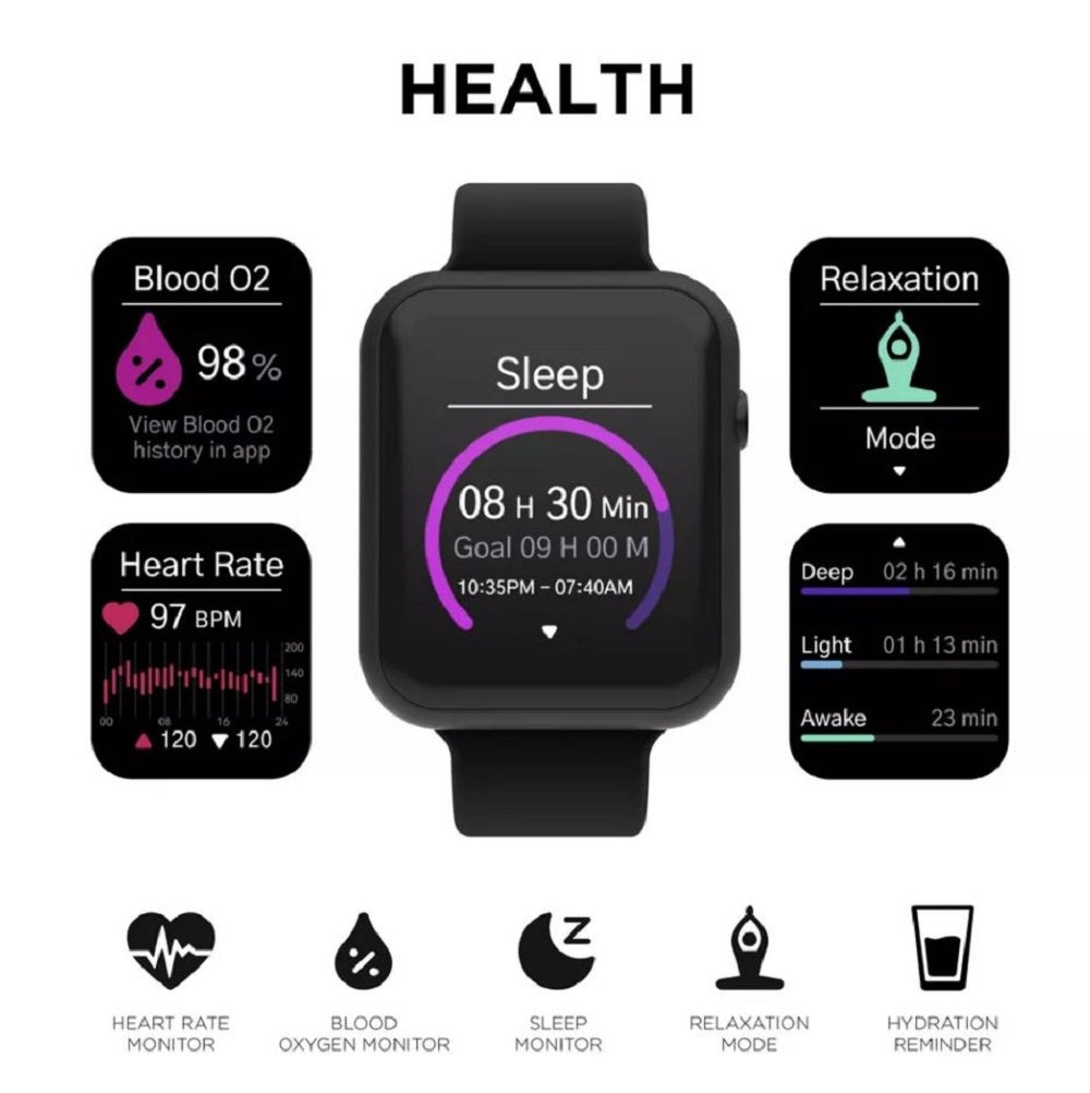 iTouch Air 4 Unisex Black Silicone Strap Smartwatch 46mm TA4L01-G02