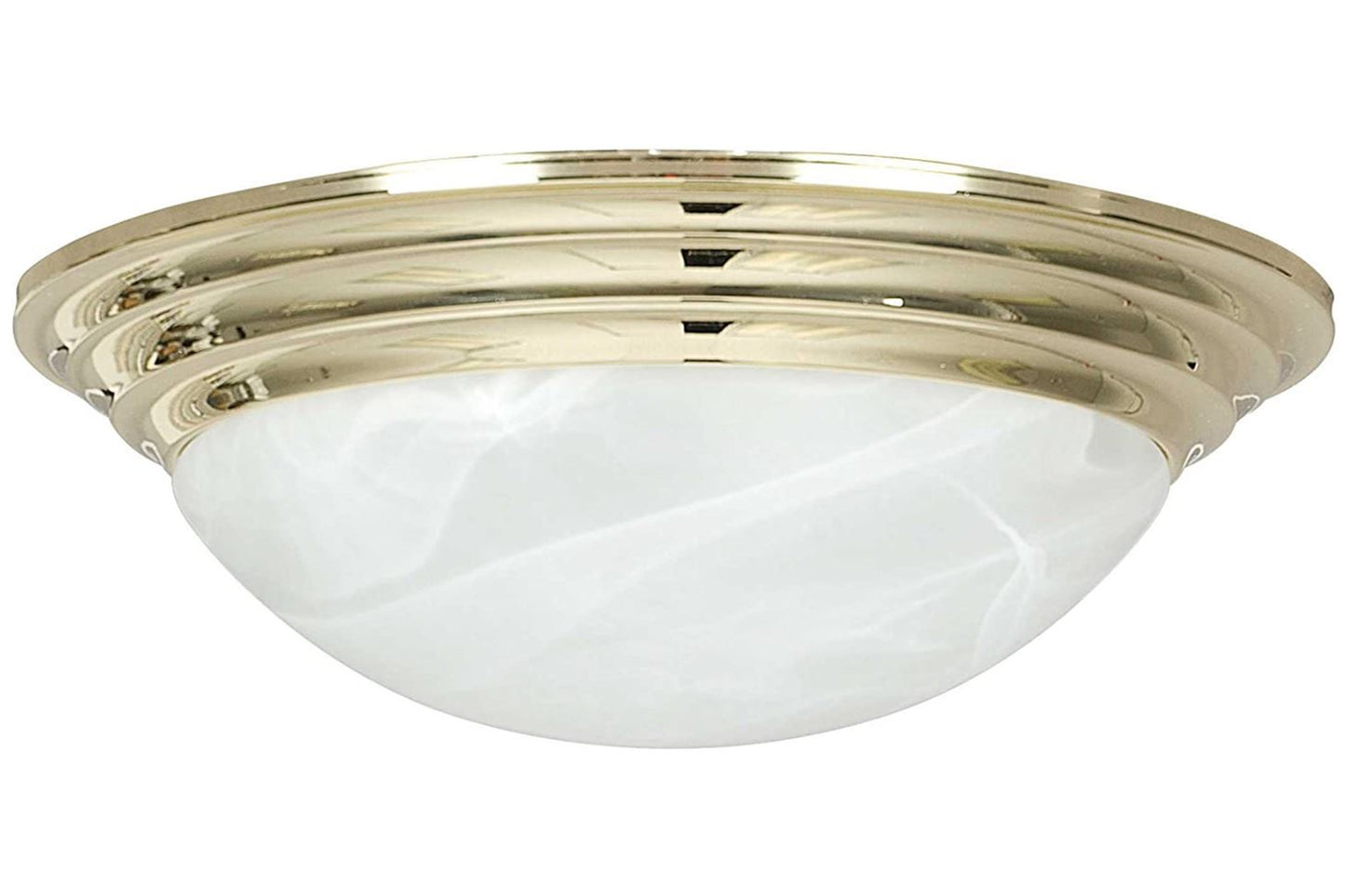 Sunset Lighting 14-3/8" Flush Mount Twist on Faux Alabaster Glass, Polished Brass Finish F7162-10