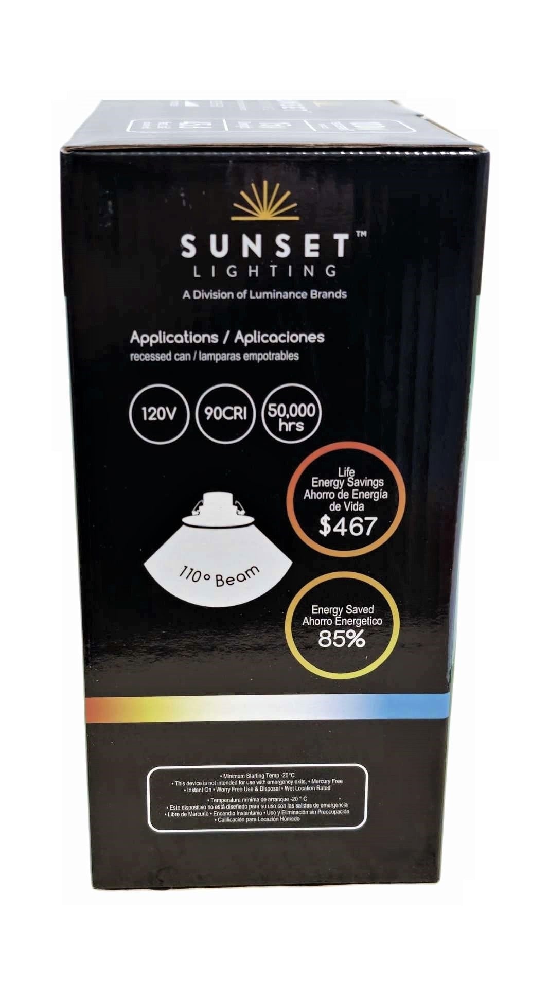 Sunset 6" Square Recessed LED Downlight Canless 1100 LM CRI90 15W 5CCT 2700K-5000K F8225-30