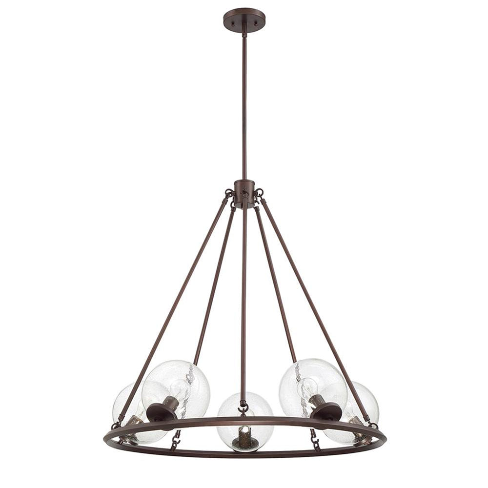 Luminance Messier 5-Light Chandelier Clear Seeded Glass Globe Provincial Bronze F26115-64