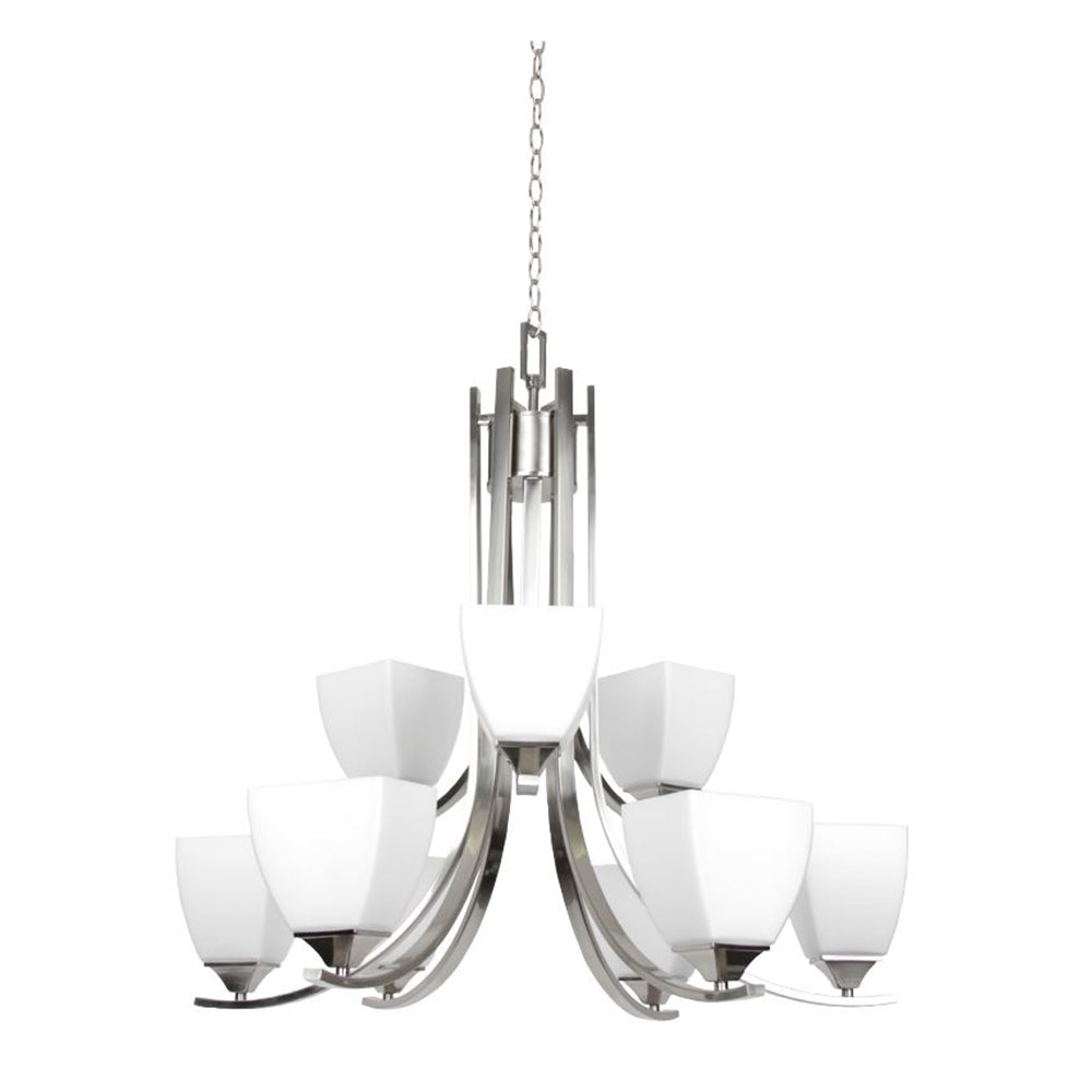 Sunset Lighting Starling 9-Light 2-Tier Chandelier 60W Satin Nickel Finish - F19009-80