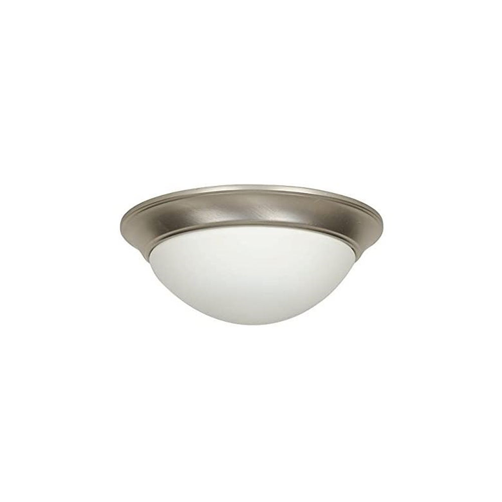 Sunset Lighting 2-Light Flush Mount w/ Twist on Satin Opal Glass, Satin Nickel Finish F7189-53