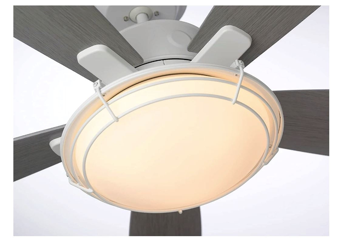 Emerson Rockpointe 54" Outdoor Wet Satin White Ceiling Fan Light Driftwood Blades CF630SW