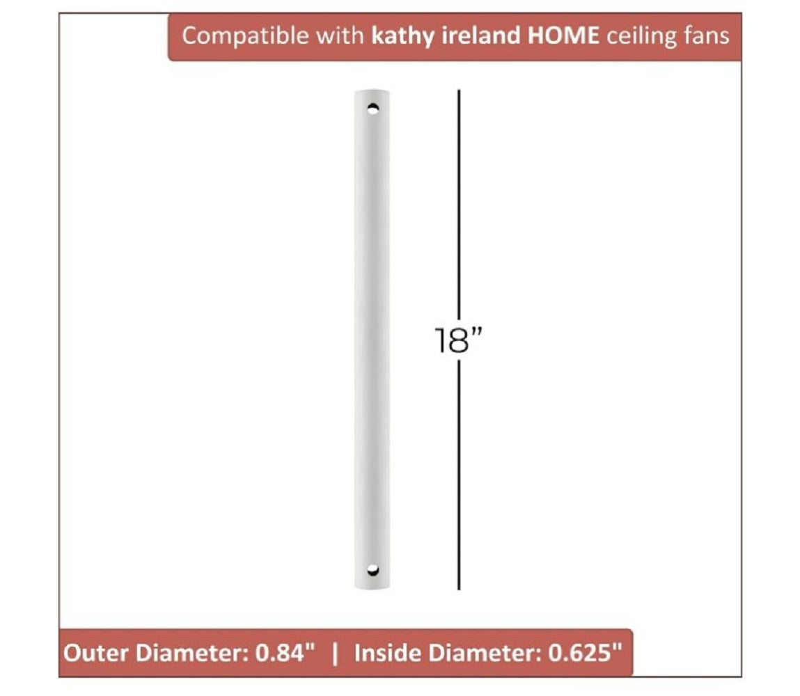 Kathy Ireland HOME Ceiling Fan Downrod 18" Appliance White CFDR18WW