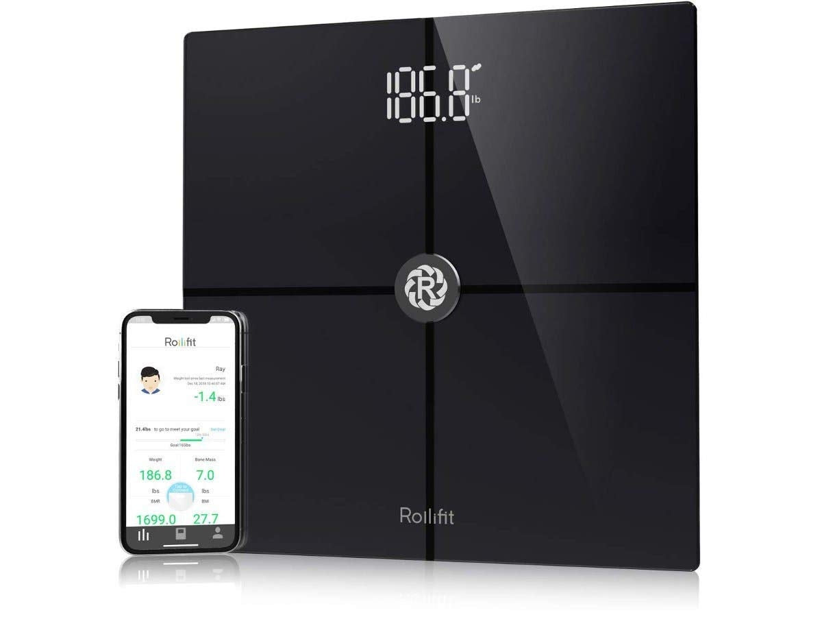 Rolli-Fit Smart Body Fat Scale, Digital Bathroom Weight Scale - High Precision Measurements Sync with Fitbit - TWGJ1337