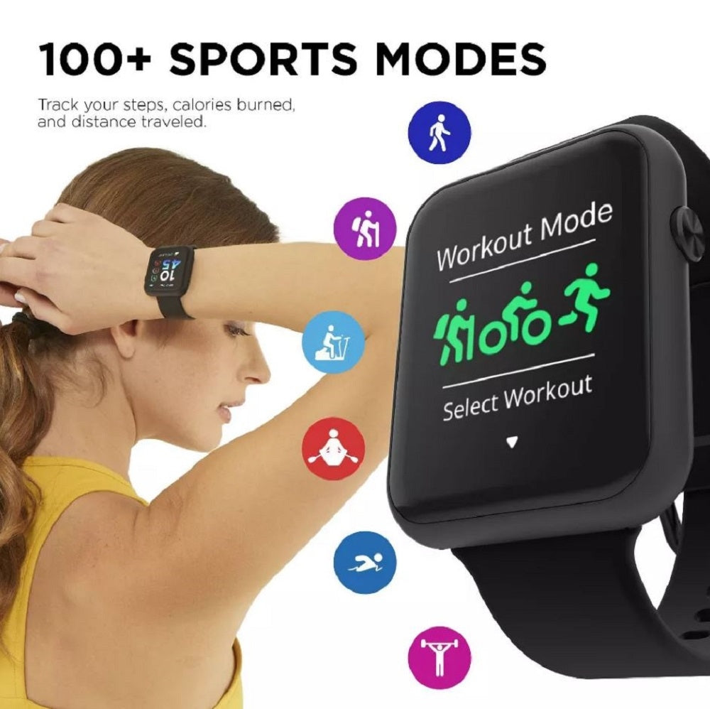 iTouch Air 4 Unisex Black Silicone Strap Smartwatch 46mm TA4L01-G02