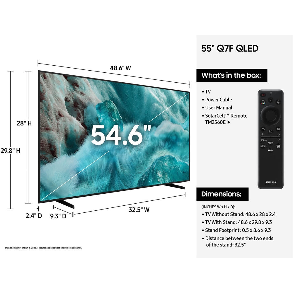 Samsung 55” Class Q7F Series QLED 4K UHD Samsung Vision AI Smart Tizen TV 2025 QN55Q7FAAFXZA
