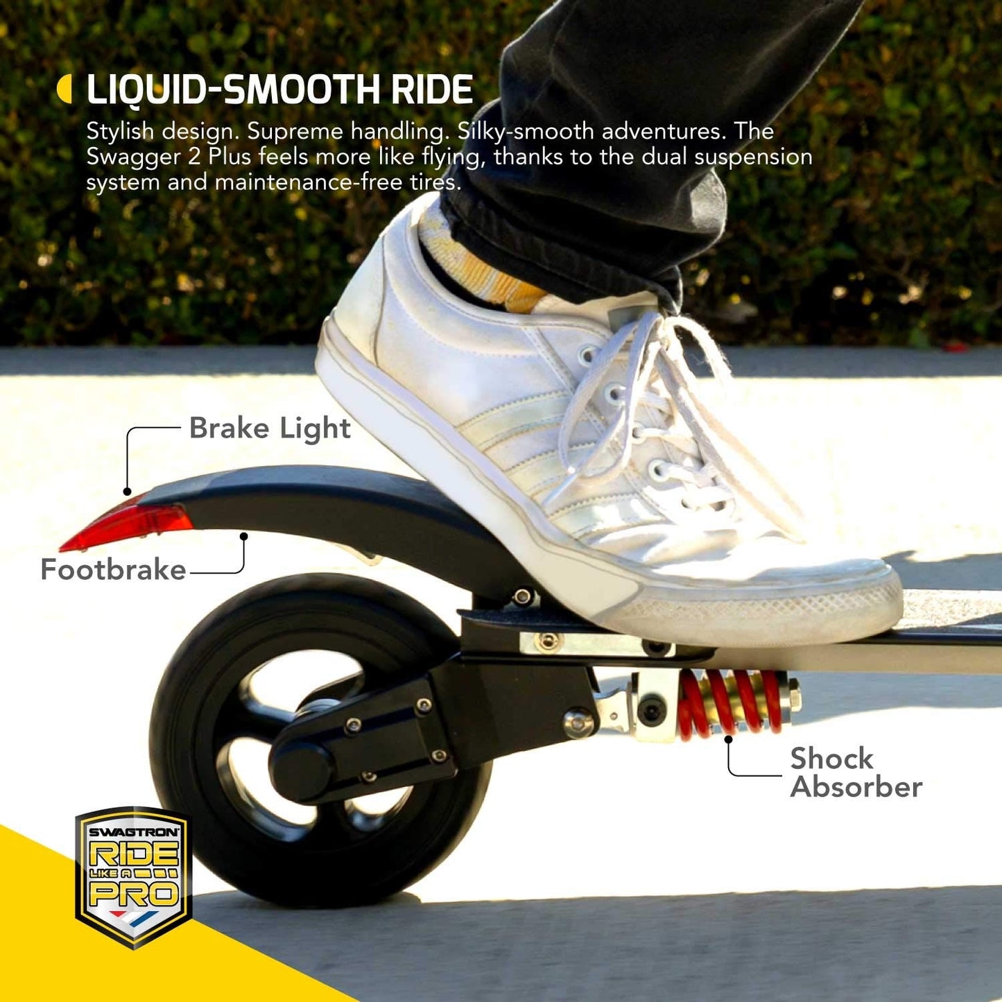 Swagtron Swagger 2 Plus Foldable Recreational Electric Scooter for Young Adults & Teens, Up to 220 lbs., Travel Range of 6.4 miles - 90228-2