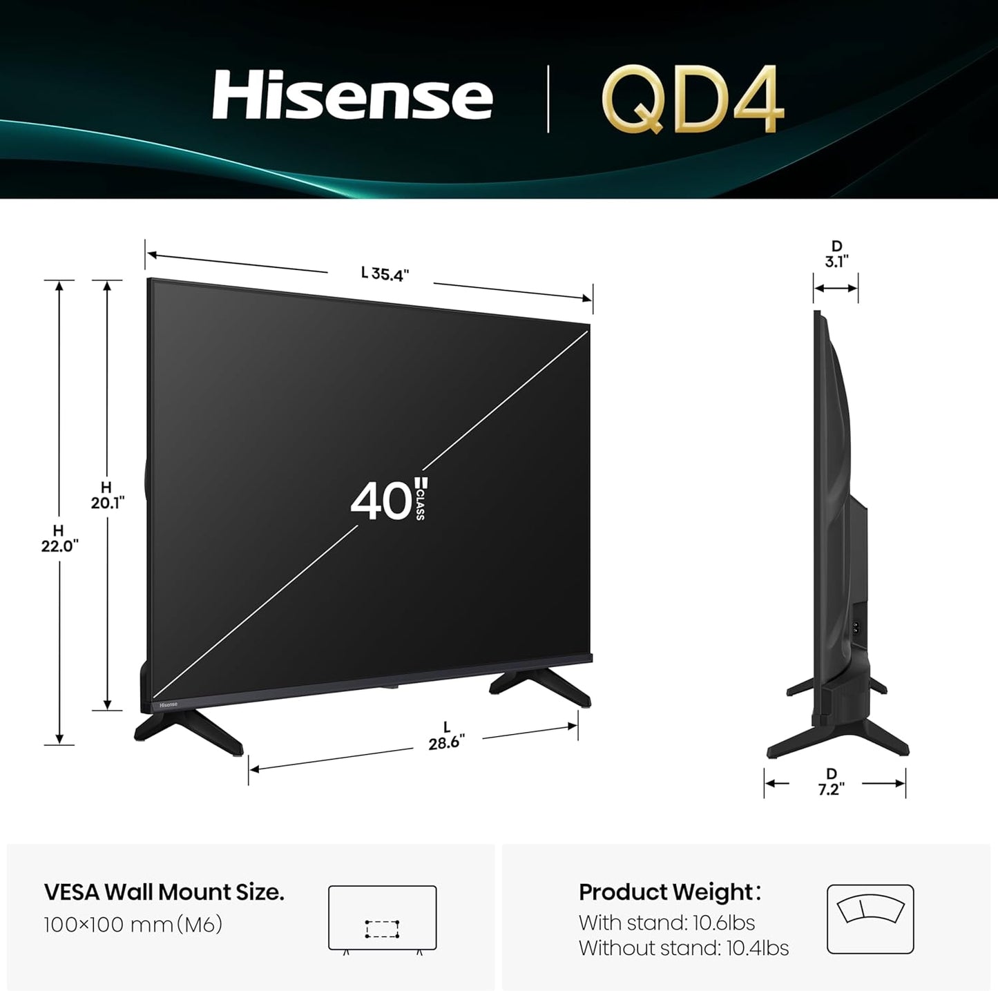 Hisense 40" Class QD4 Series QLED Full HD 1080P Smart Fire TV (2025) 40QD4QF
