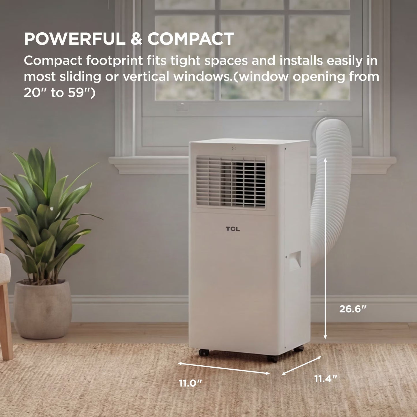 TCL - 250 Sq. Ft. 6,000 BTU Smart Portable Air Conditioner 3-in-1 with AC, Fan & Dehumidifier - White T06PC5S