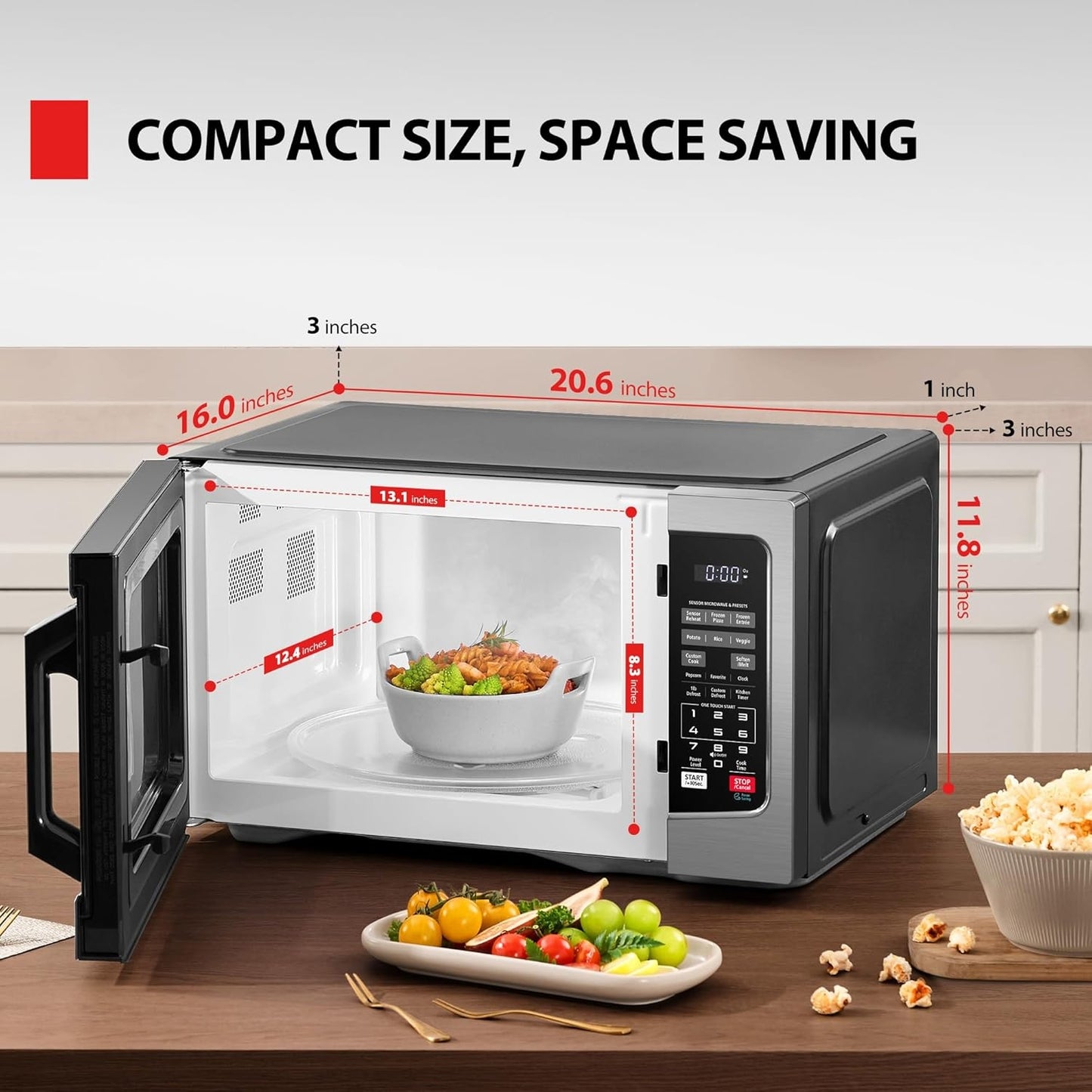 Toshiba 1.2-cu ft 1000-Watt Countertop Microwave Oven with Humidity Sensor and Eco Mode EM131A5C-SS