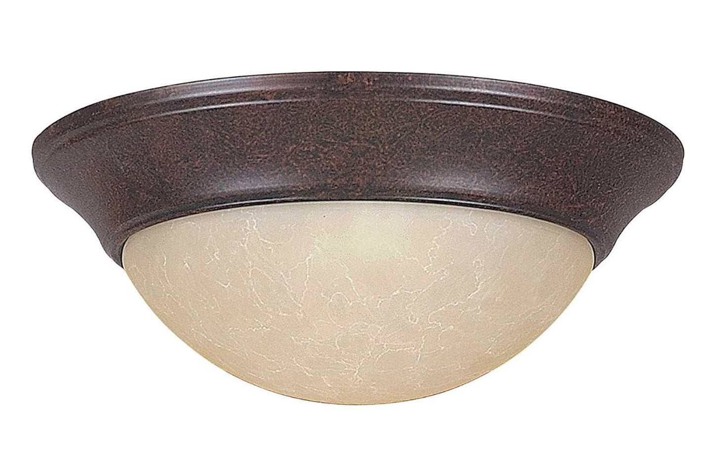 Sunset Lighting 12" Flush Mount w/ Tea Stained Glass, Rubbed Bronze Finish F7150-62