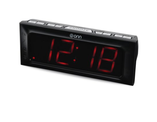 ONN ONA17AA013 1.8" LED Alarm Clock AM/FM digital tuning radio