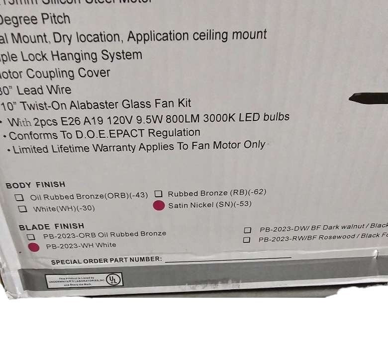 Concord Heritage Home 52" Satin Nickel LED Indoor Ceiling Fan Light Kit 5-Blade 52HEF5SN-MB-LED