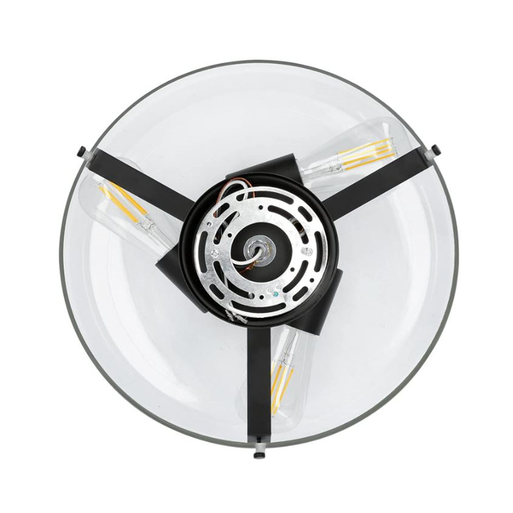 Luminance Stella Black Semi Flush Mount Ceiling Light | Modern Metal Fixture Round Clear Glass Shade F27023-31