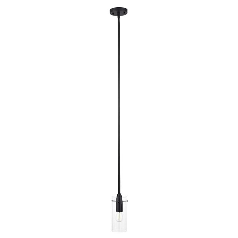 Luminance Mini Pendant Lighting for Kitchen Island | Modern Black Hanging Ceiling Fixture with Clear Glass Shade F3455-31
