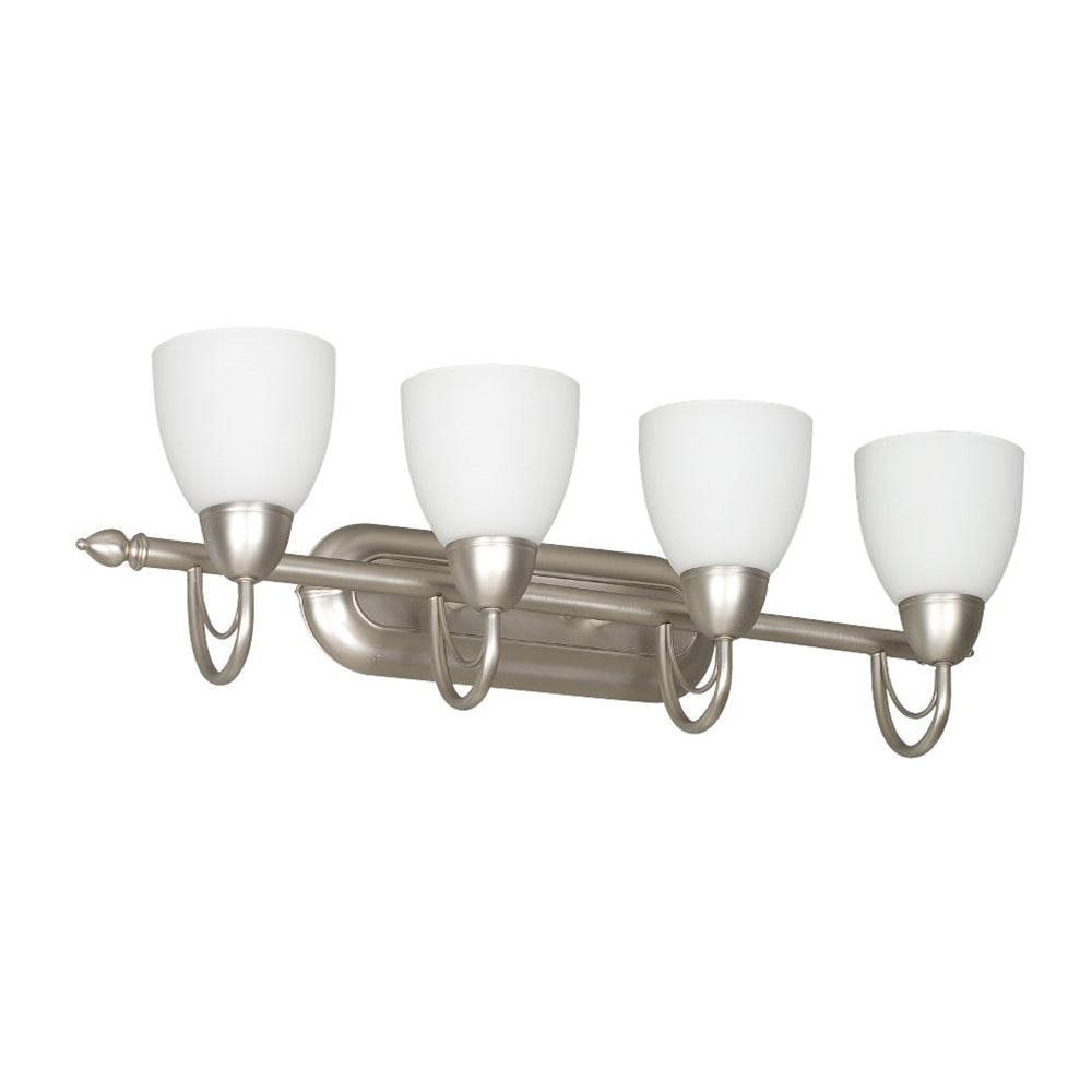 Sunset Lighting 30" 4-light Vanity Opal Glass, Satin Nickel Finish - F2494-53