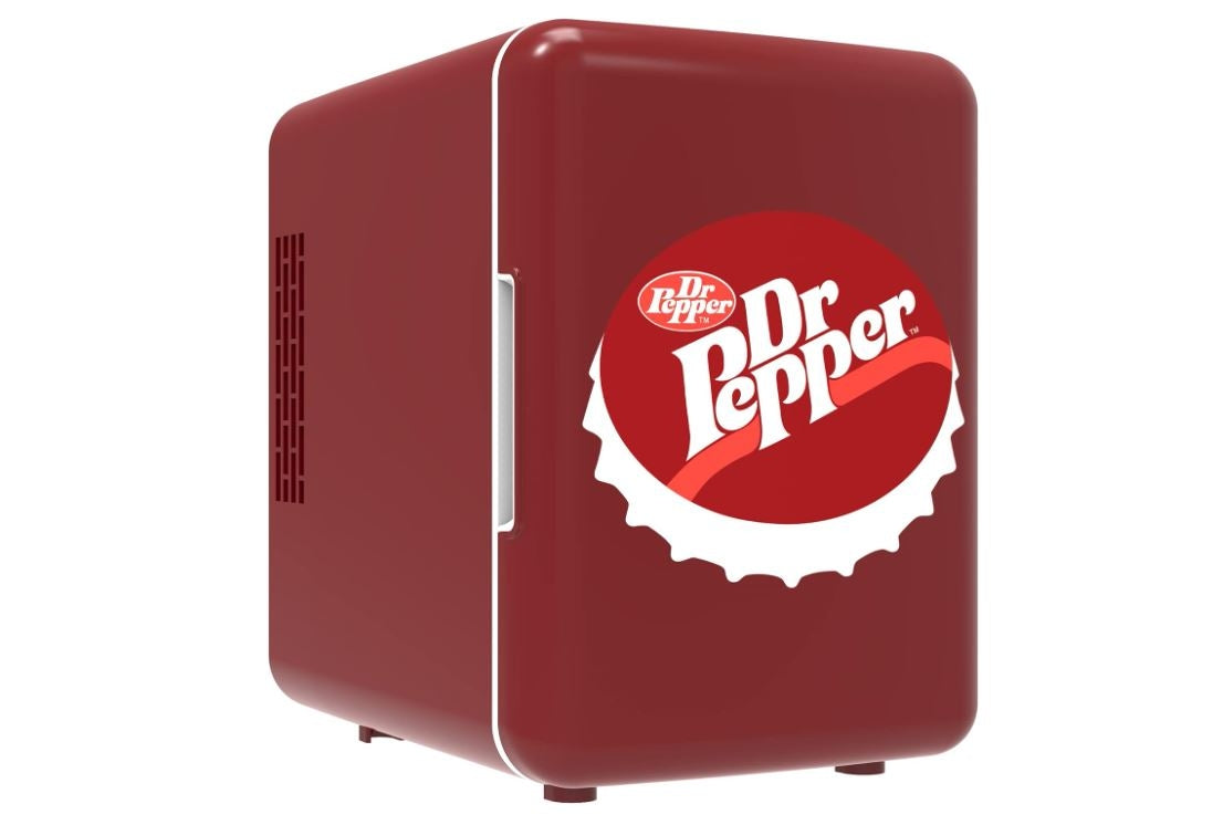 CURTIS MIS153DRP Dr. Pepper Retro Mini Portable Compact Personal Fridge Cooler, 4 Liter Capacity, 6 Cans Maroon, BURGUNDY Certified Refurbished