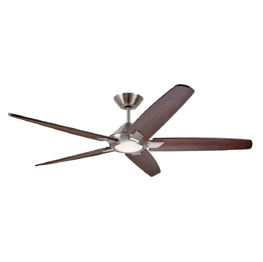 Kathy ireland HOME by Luminance Dorian Eco 60-in Brushed Steel Integrated LED Indoor Ceiling Fan with Light and Wall-mounted 5-Blade -CF515CO60BS
