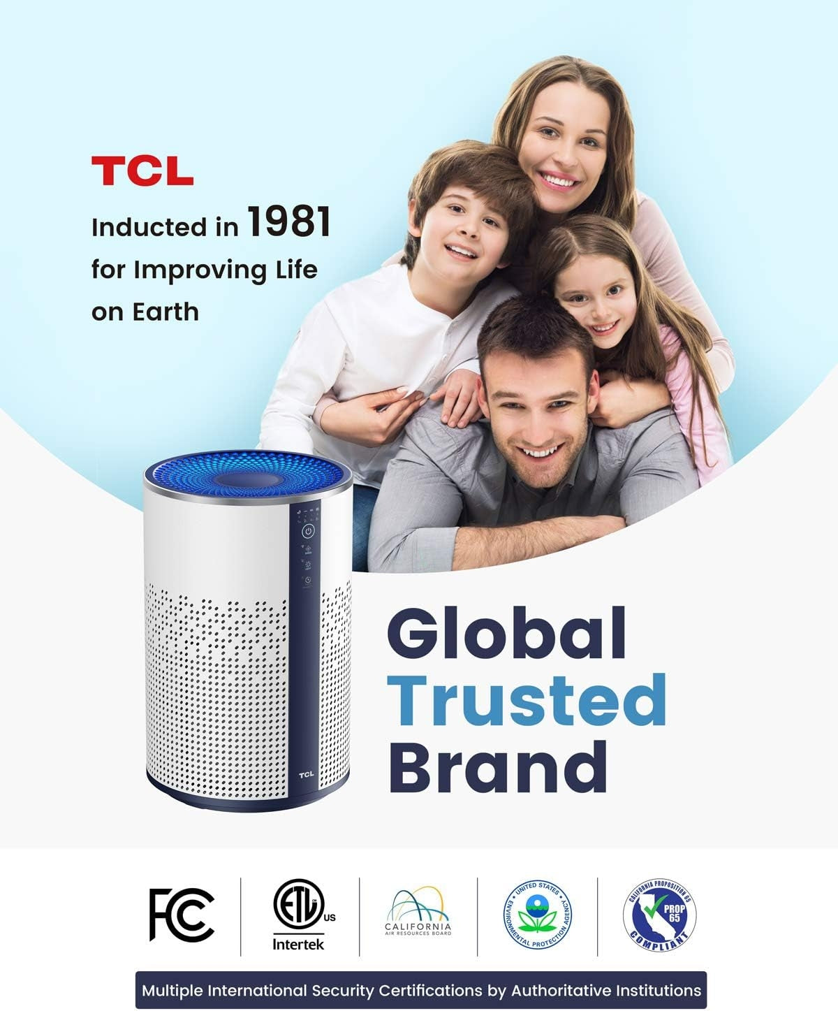 TCL Breeva A1W Smart Air Purifier for Home Room Bedroom, Smart WiFi Alexa Control, True H13 HEPA Air Filter Remove 99.97% Smoke Odor Pet Dander Dust Pollen Mold Air Cleaner Metal Design with Night Light A1W15W