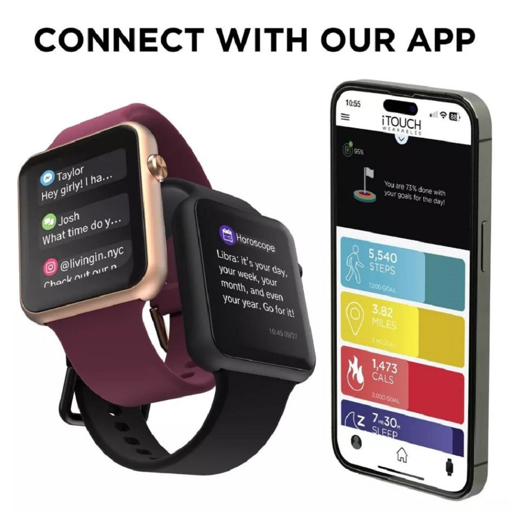 iTouch Air 4 Unisex Black Silicone Strap Smartwatch 46mm TA4L01-G02