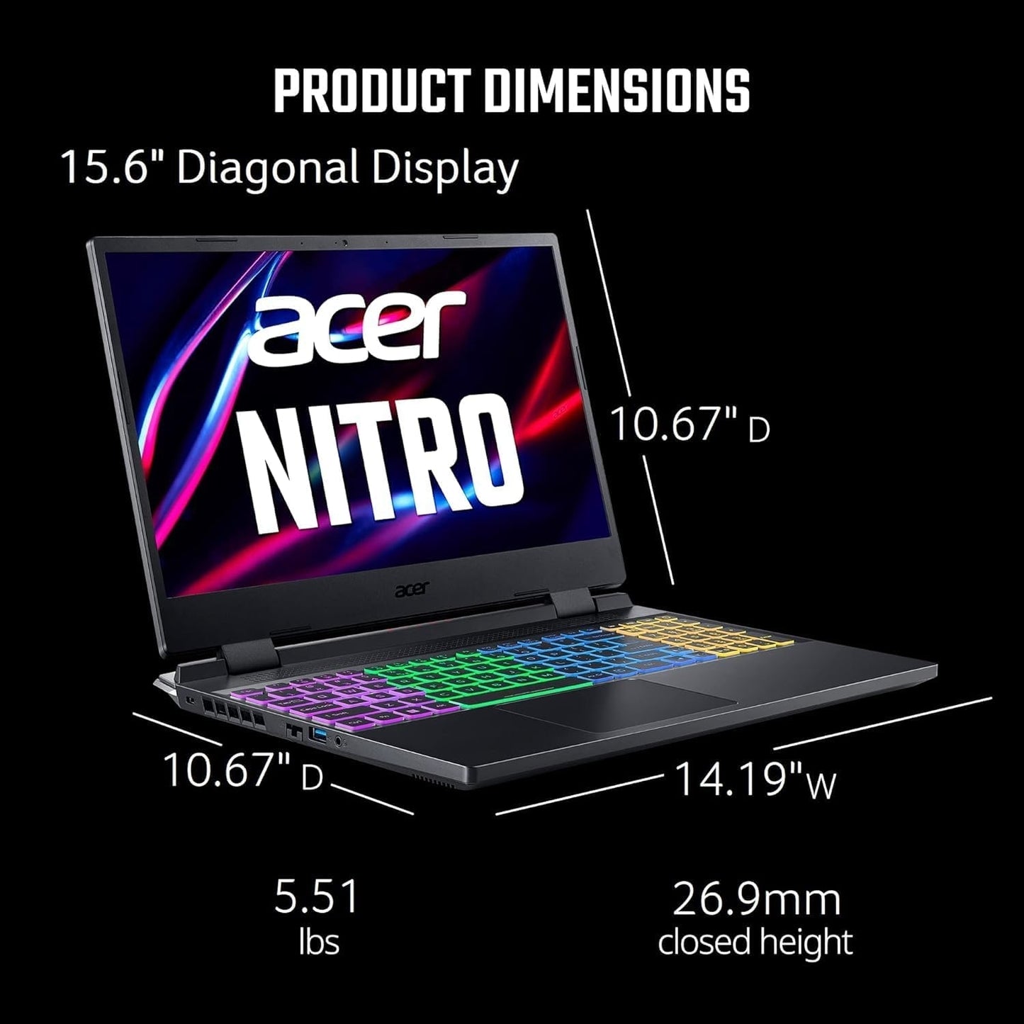 Acer Nitro 5 AN515-58-73RS 15.6" Gaming Laptop Core i7-12650H 16GB 512GB SSD Win 11 Home NH.QLZAA.002