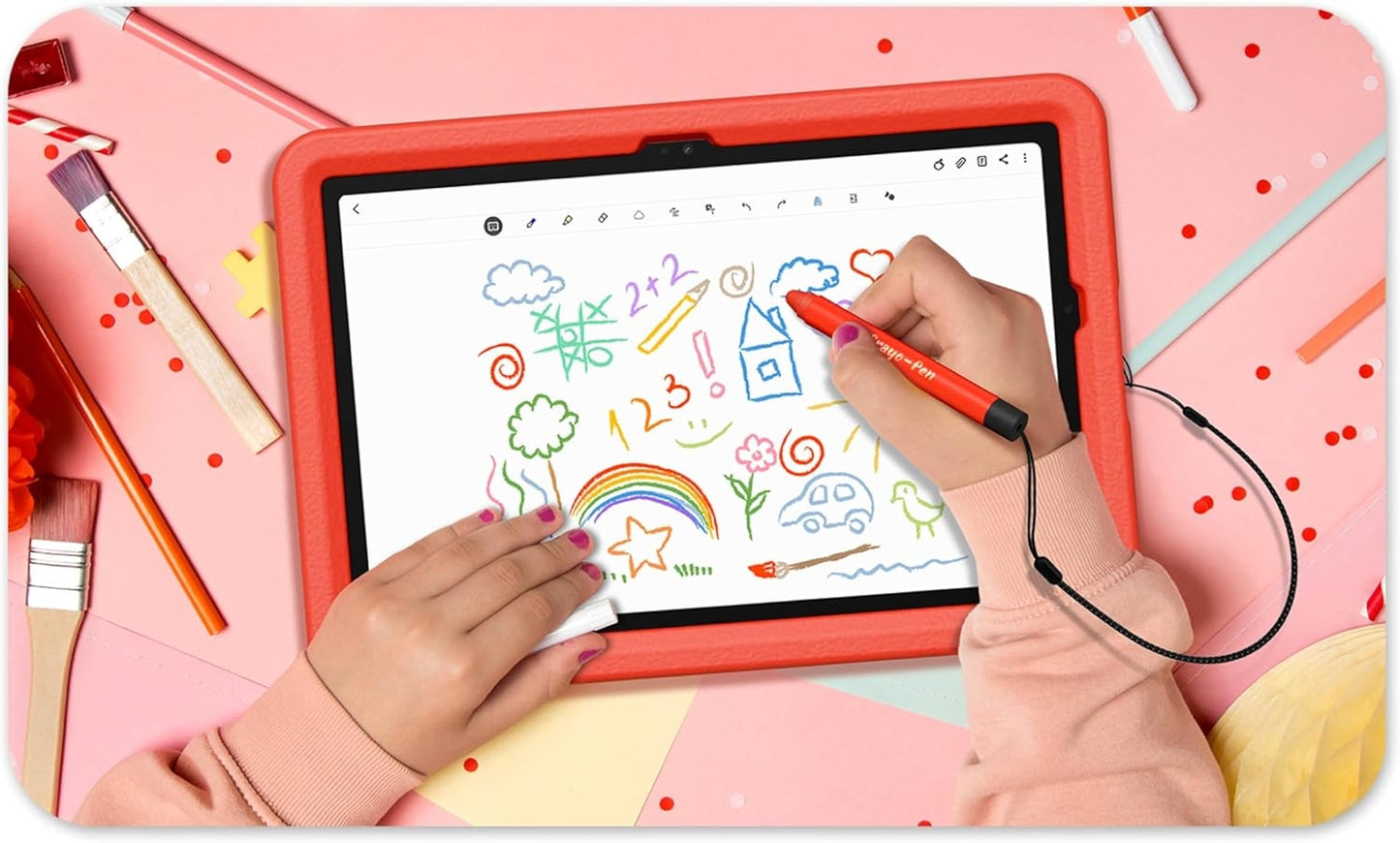 Samsung Galaxy Tab A9+ Kids Edition 11" 64GB with Puffy Cover Wi-Fi Red SM-X210NZALXAR