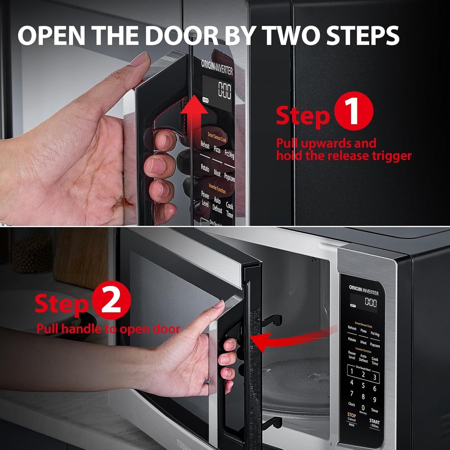 TOSHIBA ML-EM45PIT(SS) Countertop Microwave Oven with Inverter Technology, 1.6 Cu.ft, 13.6" Stainless Steel