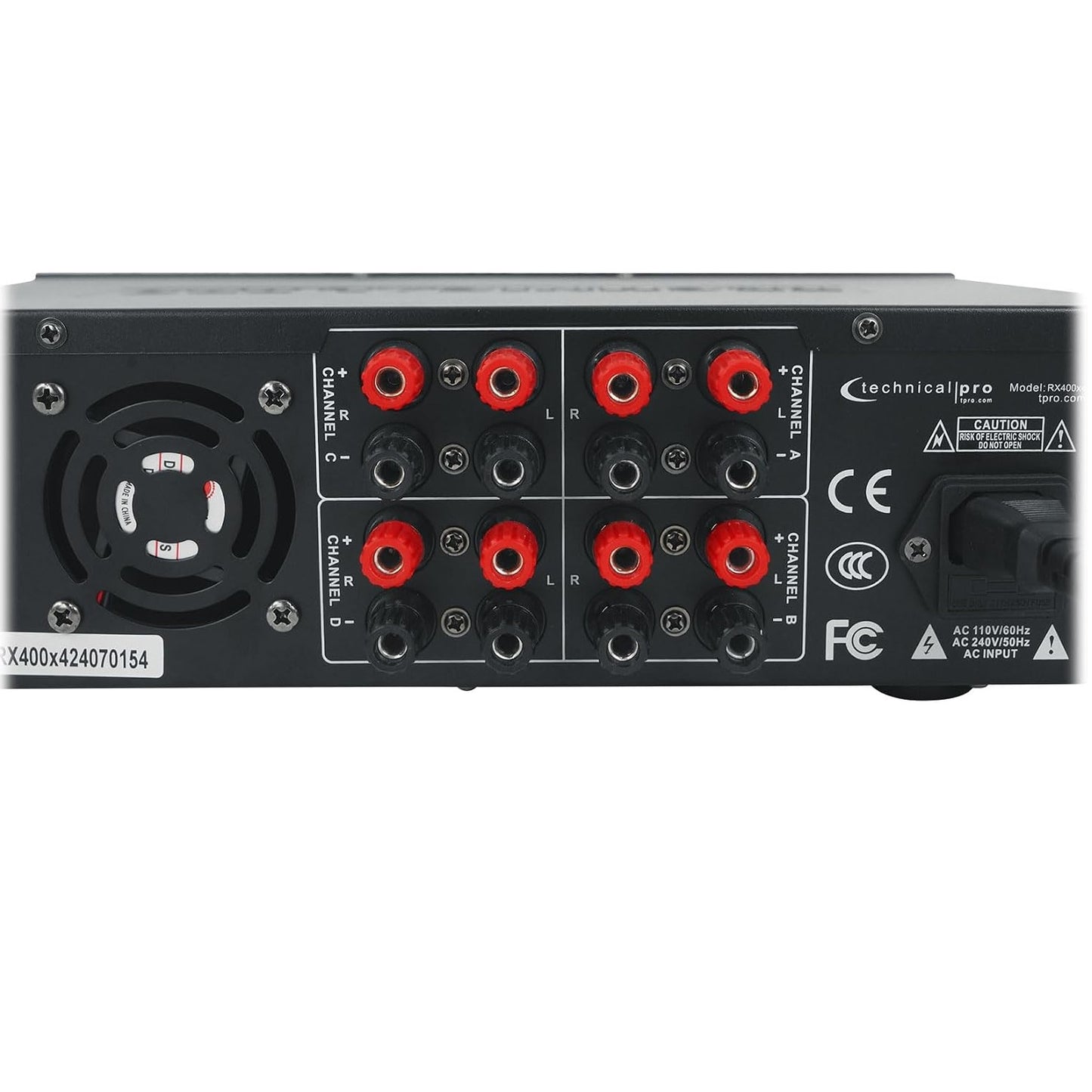 Technical Pro RX400X4 1600W 4-Channel Bluetooth Home Audio Receiver