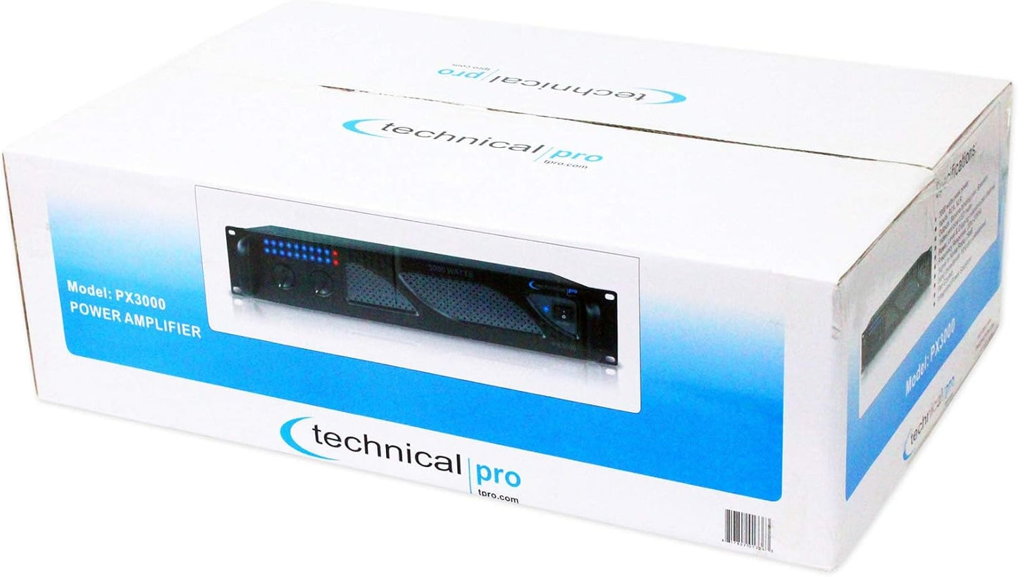 Technical Pro PX3000 Professional 2U 2-Channel 3000 Watt Power DJ Amplifier