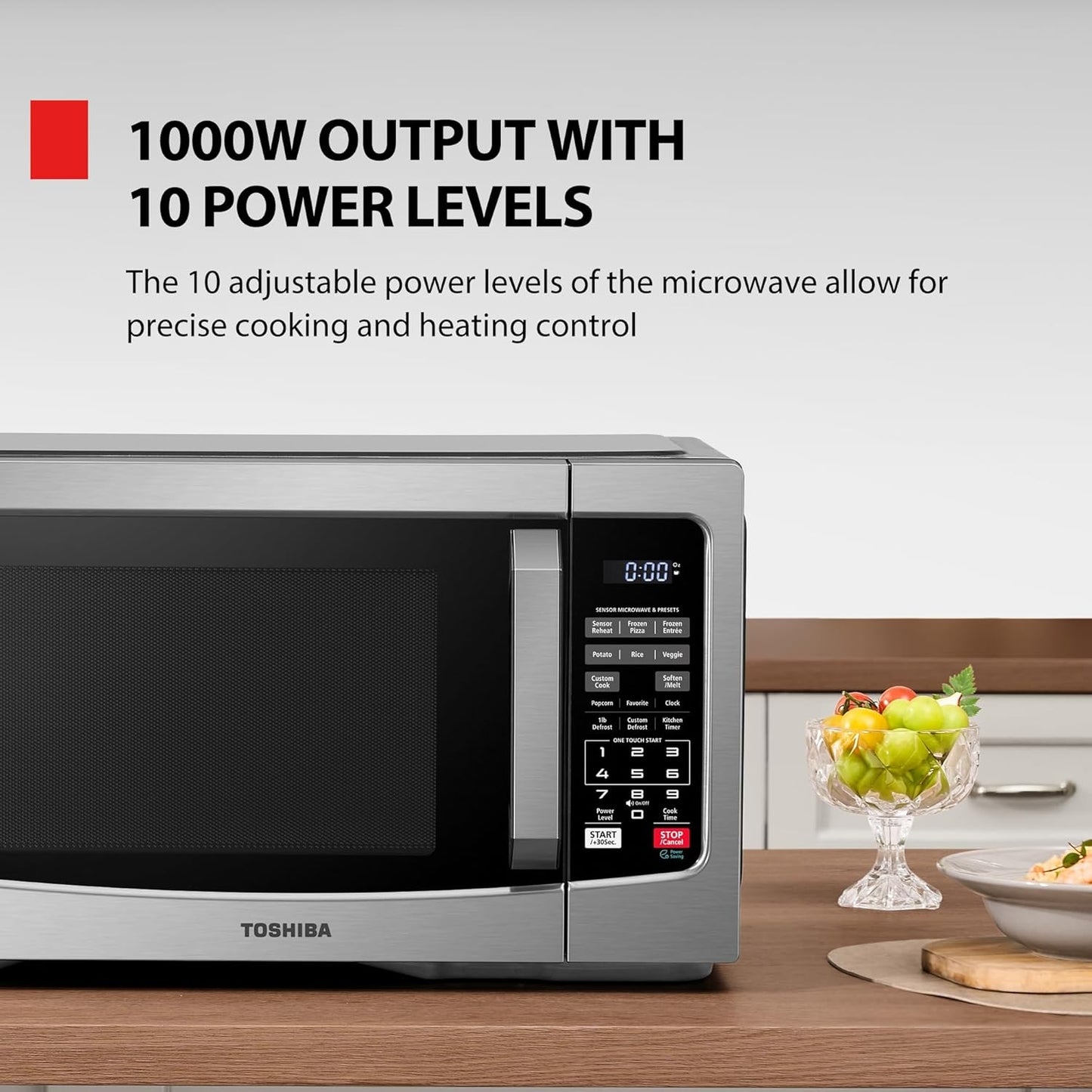 Toshiba 1.2-cu ft 1000-Watt Countertop Microwave Oven with Humidity Sensor and Eco Mode EM131A5C-SS