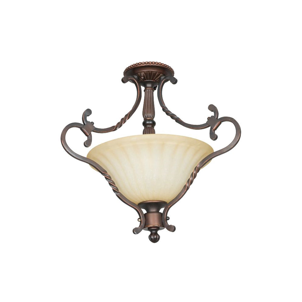 Sunset Lighting Graham 2-Light Semi-Flush Mount 100W Mahogany - F5286-61