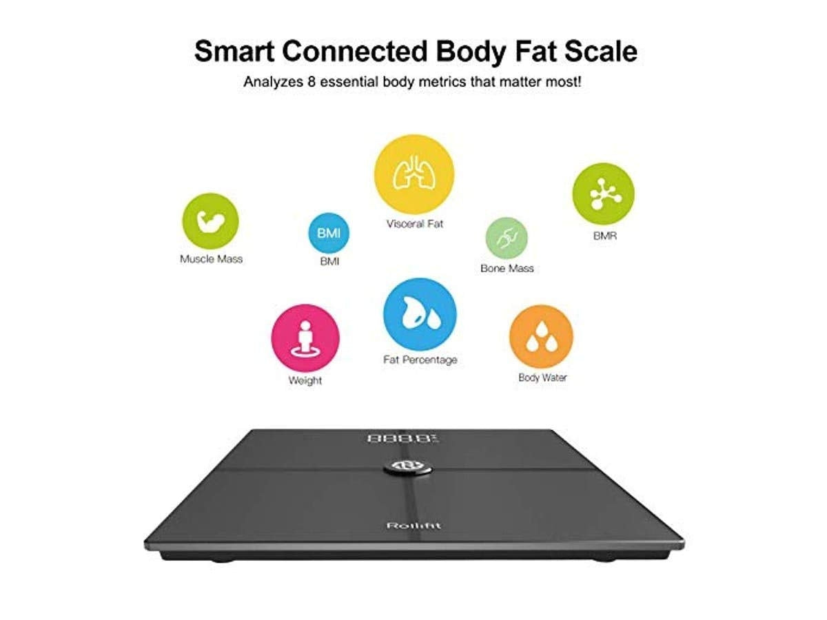 Rolli-Fit Smart Body Fat Scale, Digital Bathroom Weight Scale - High Precision Measurements Sync with Fitbit - TWGJ1337