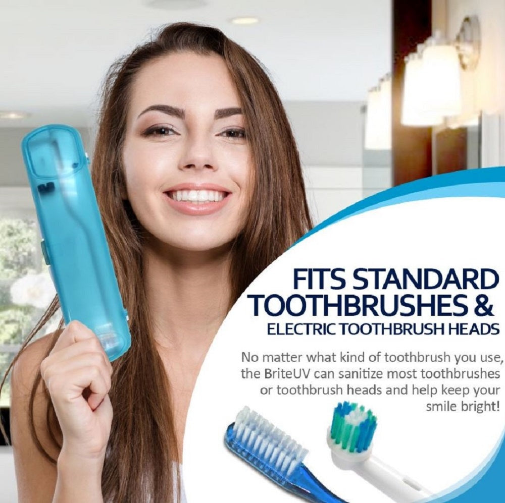 BriteUV Toothbrush Case Sanitizer – Includes Portable Travel Toothbrush Case – FDA Approved and Dentist Recommended